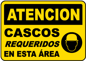 Spanish Caution Hard Hats Required In This Area Sign