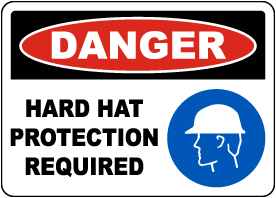 Danger Hard Hat Protection Required Sign 