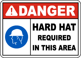 Danger Hard Hat Required In This Area Sign 