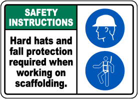 Hard Hats and Fall Protection Required Sign
