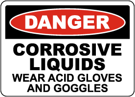 Danger Wear Acid Gloves and Goggles Sign”
