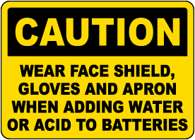 Caution Wear Protective Equipment Acid Sign