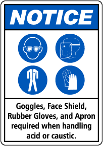 Notice Protective Equipment Required Acid Sign