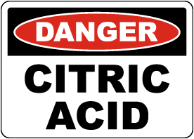 Danger Citric Acid Sign