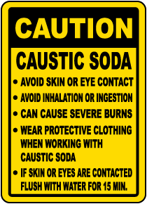 Caution Caustic Soda Handling Rules Sign