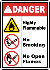 Highly Flammable No Smoking Sign