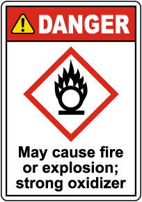 Danger May Cause Fire Or Explosion GHS Sign