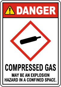 Danger Compressed Gas GHS Sign