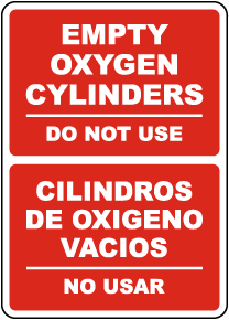 Bilingual Empty Oxygen Cylinders Sign