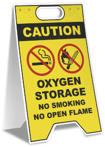 Caution Oxygen Storage Floor Stand