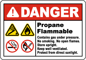 Danger Propane Flammable Sign