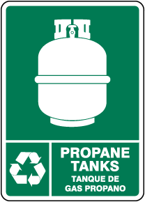Bilingual Propane Tanks Recycle Sign