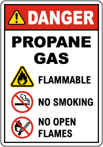 Danger Propane Gas Flammable No Smoking Sign