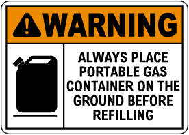 Warning Portable Gas Container on Ground Sign