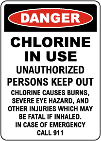 Danger Chlorine In Use Sign