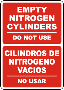 Bilingual Empty Nitrogen Cylinders Do Not Use