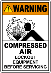 Warning Compressed Air Lockout Equipment Sign