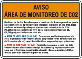 Spanish CO2 Monitoring Area Notice Sign