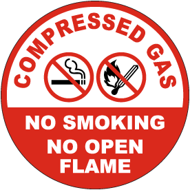 Compressed Gas No Smoking No Open Flame Floor Sign