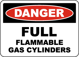 Danger Full Flammable Gas Cylinders Sign
