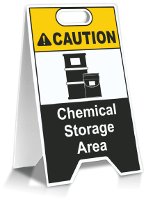 Caution Chemical Storage Area Floor Stand