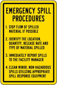 Emergency Spill Procedures Sign