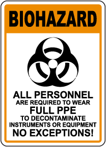 Biohazard Required Full PPE Sign