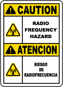 Bilingual Caution Radio Frequency Hazard Label