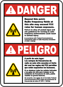 Bilingual Danger Beyond This Point RF Fields Sign