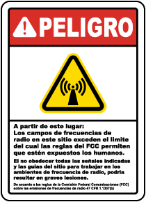 Spanish Danger Beyond This Point RF Fields Sign