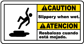 Bilingual Caution Slippery When Wet Sign
