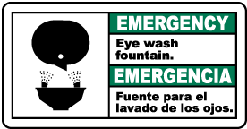 Bilingual Emergency Eye Wash Fountain Sign