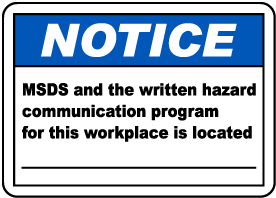 MSDS For Workplace Is Located Sign