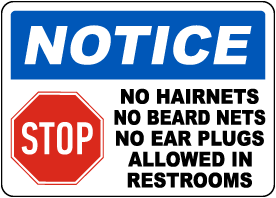 The Following PPE Not Allowed Sign
