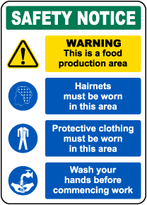 Food Production Area Wear PPE Sign