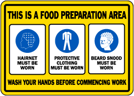 Food Preparation Area Proper PPE Required Sign