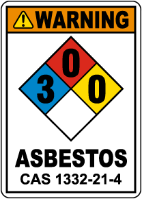 NFPA Warning Asbestos CAS 1332-21-4 Sign