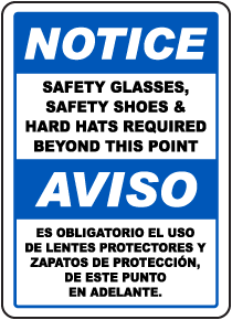 Bilingual Notice PPE Required Beyond This Point Sign