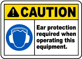 Caution Ear Protection Label