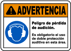 Spanish Double Hearing Protection Required Sign
