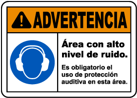 Spanish Hearing Protection Required In This Area Sign