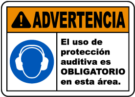 Spanish Hearing Protection Required In This Area Sign