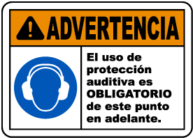 Spanish Hearing Protection Required Beyond This Sign
