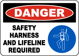Safety Harness and Lifeline Required PPE Sign