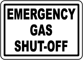 Emergency Gas Shut Off Label