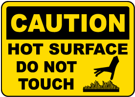 Caution Hot Surface Do Not Touch Label