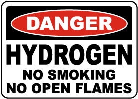 Danger Hydrogen No Smoking Sign