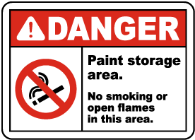Paint Storage Area No Smoking Sign