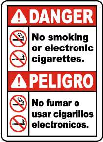Bilingual No Smoking or Electronic Cigarettes Sign
