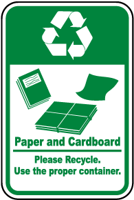 Paper & Cardboard Recycle Sign